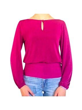 Live with Intensity -Long Sleeve Top and cinched at the waist Size Small Magenta